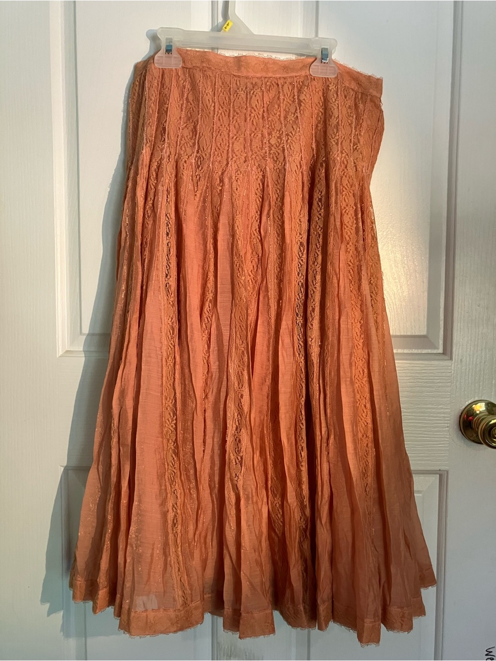 Women's Peach Lace-Panel Maxi Skirt — Elegant Flow
